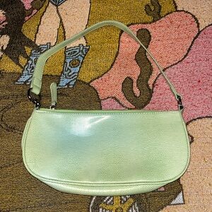 URBAN OUTFITTERS green croc baguette bag